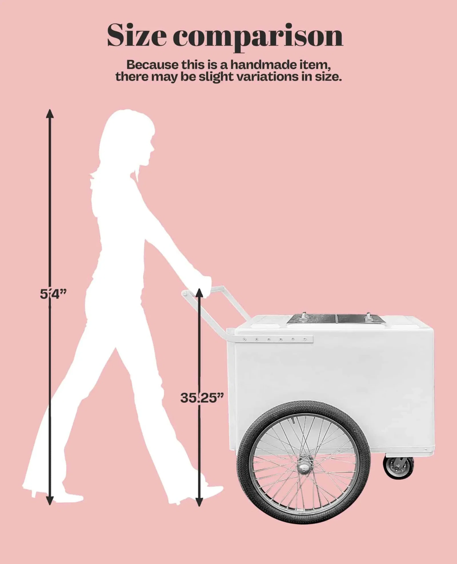 Tall Standard Size White with Black trim Popsicle Cart with Sliding Glass Doors and Bicycle Tires - Image 7