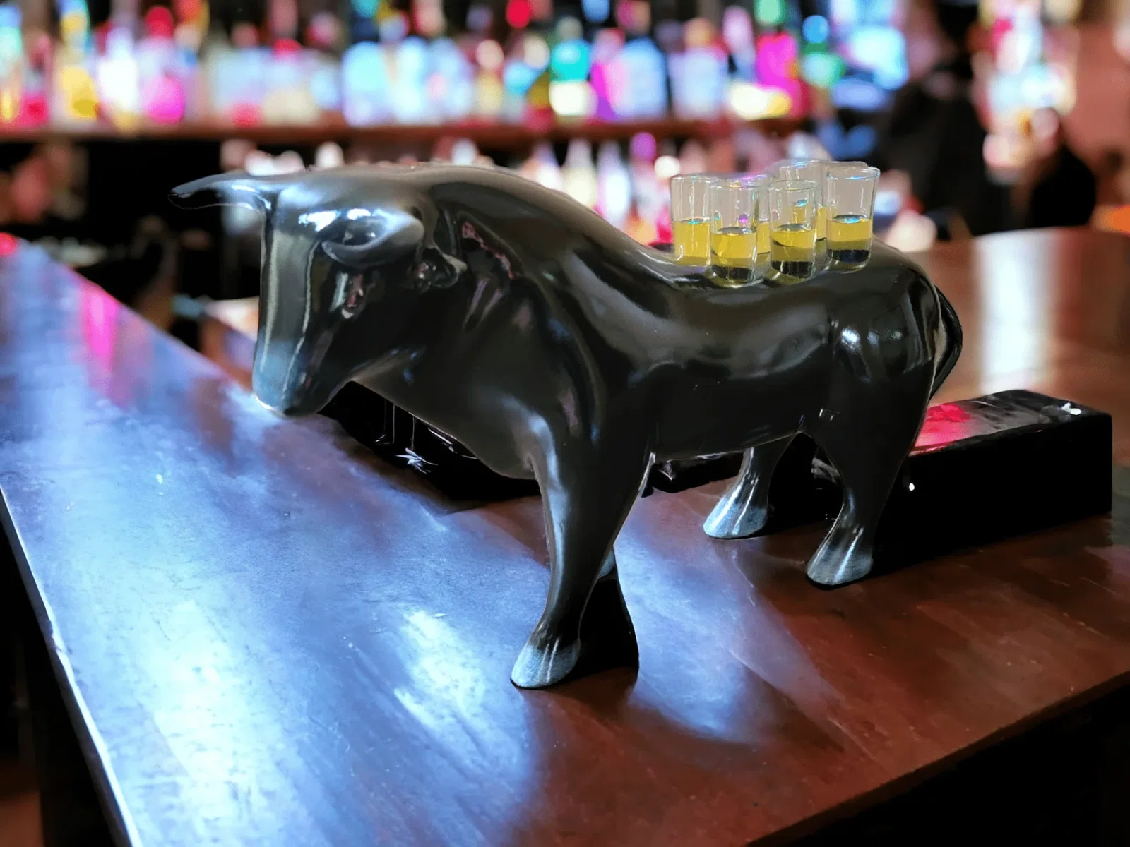 Black Tasting Flight Bull Tray with Lights