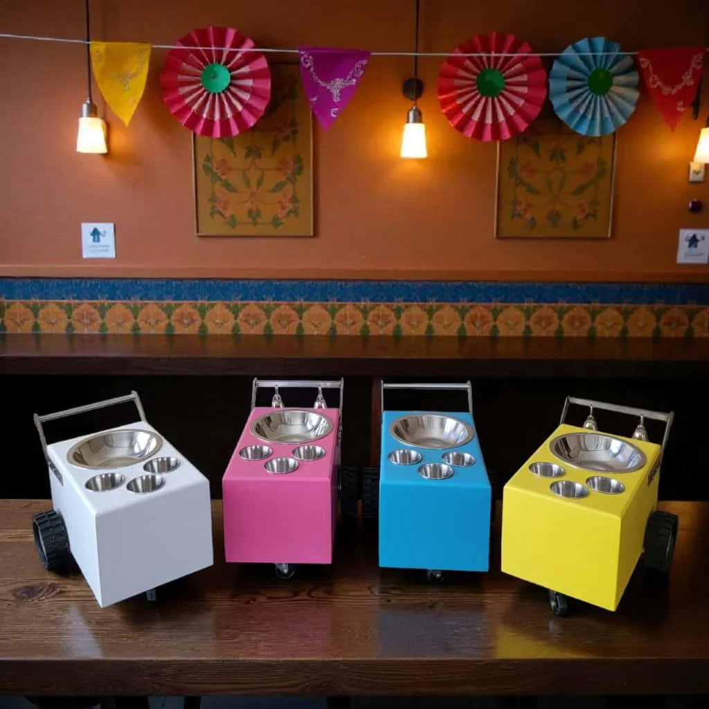 Set of 4 Colorful Small Table Top Ice Cream Cart / Snack Cart / Churro cart – Boost Your Business
